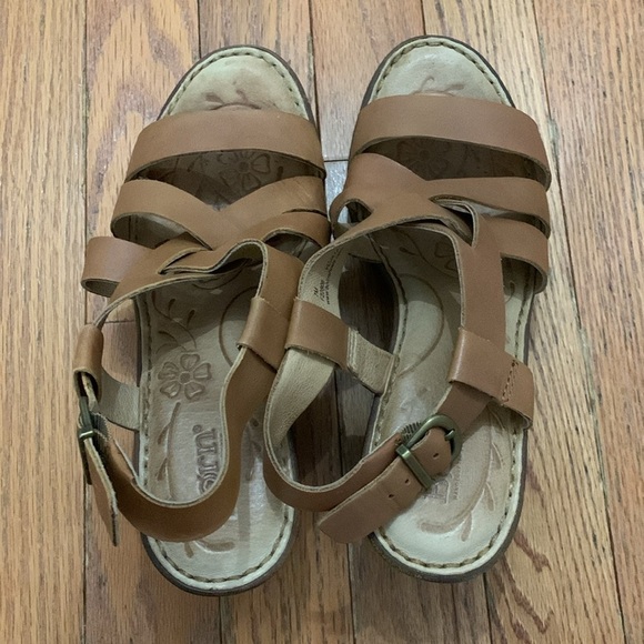 Women’s Born Heeled Tan Leather Sandals Size 7M EUC - Picture 4 of 7